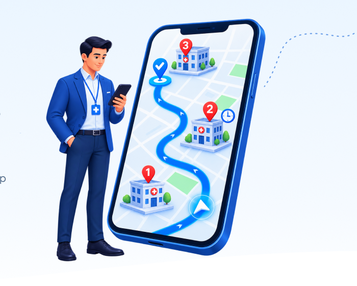 Smart Route Planning Mobile Map with Numbered Stops